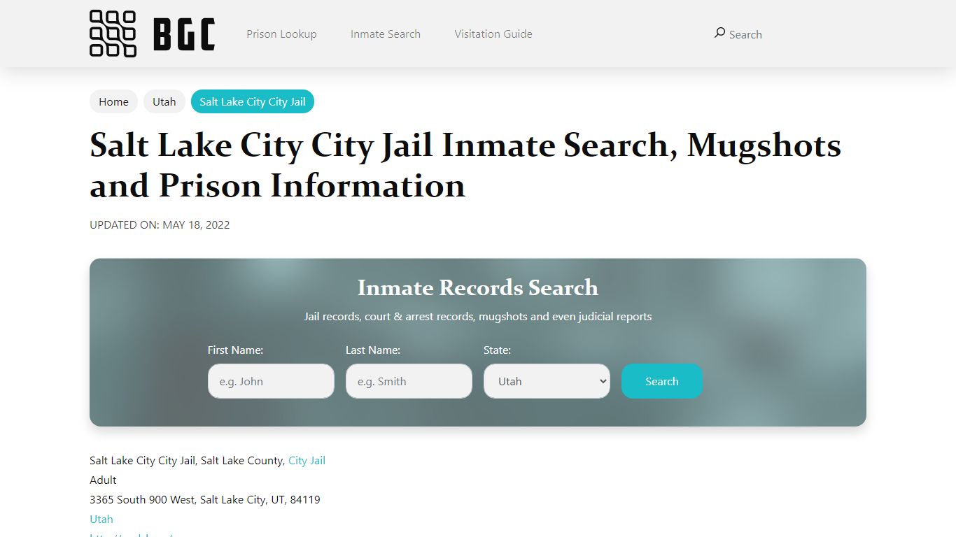 Salt Lake City City Jail Inmate Search, Mugshots ...