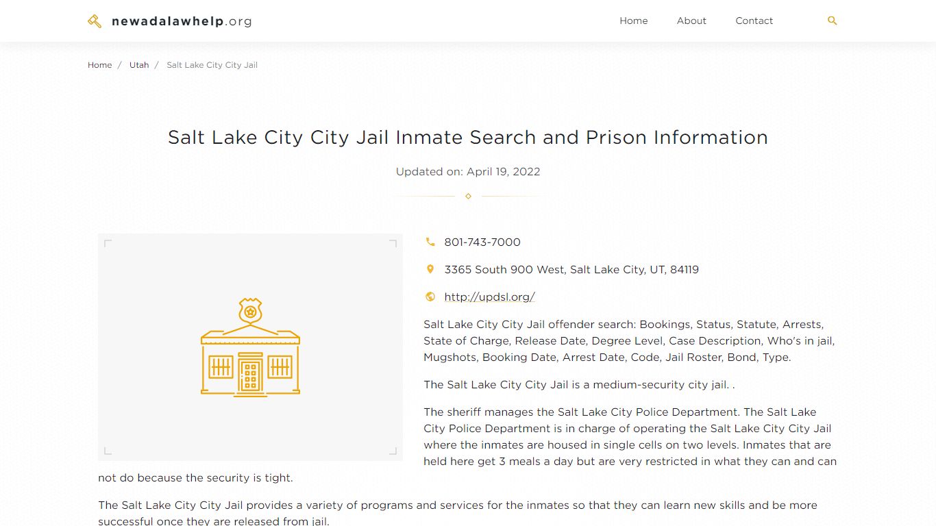 Salt Lake City City Jail Inmate Search, Visitation, Phone ...